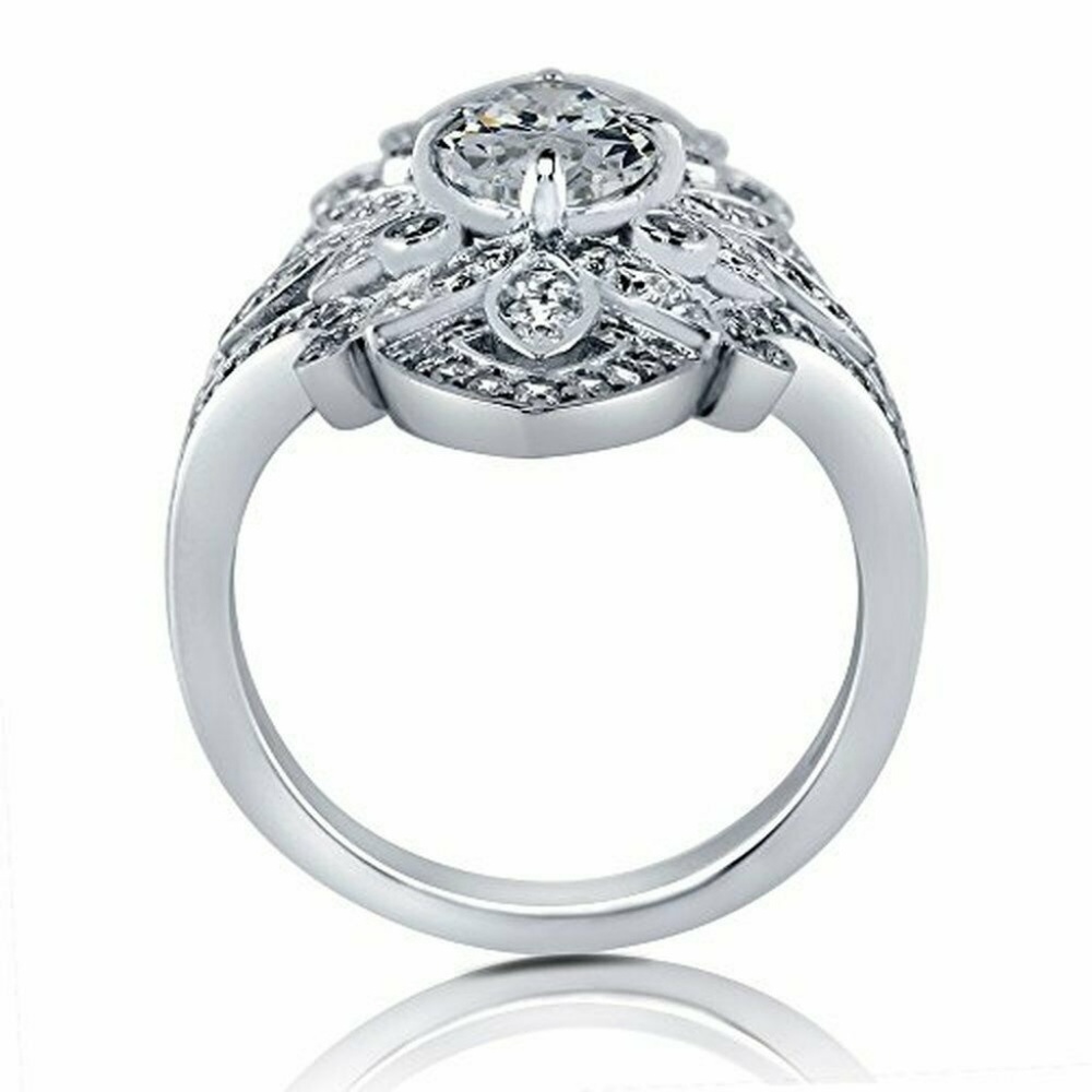 Vintage Women 925 Silver White Sapphire Ring New - Picture 4 of 5